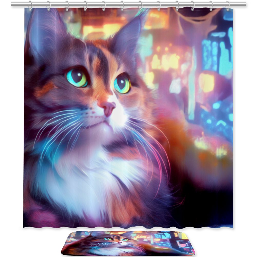 Shower curtain floor mat combination