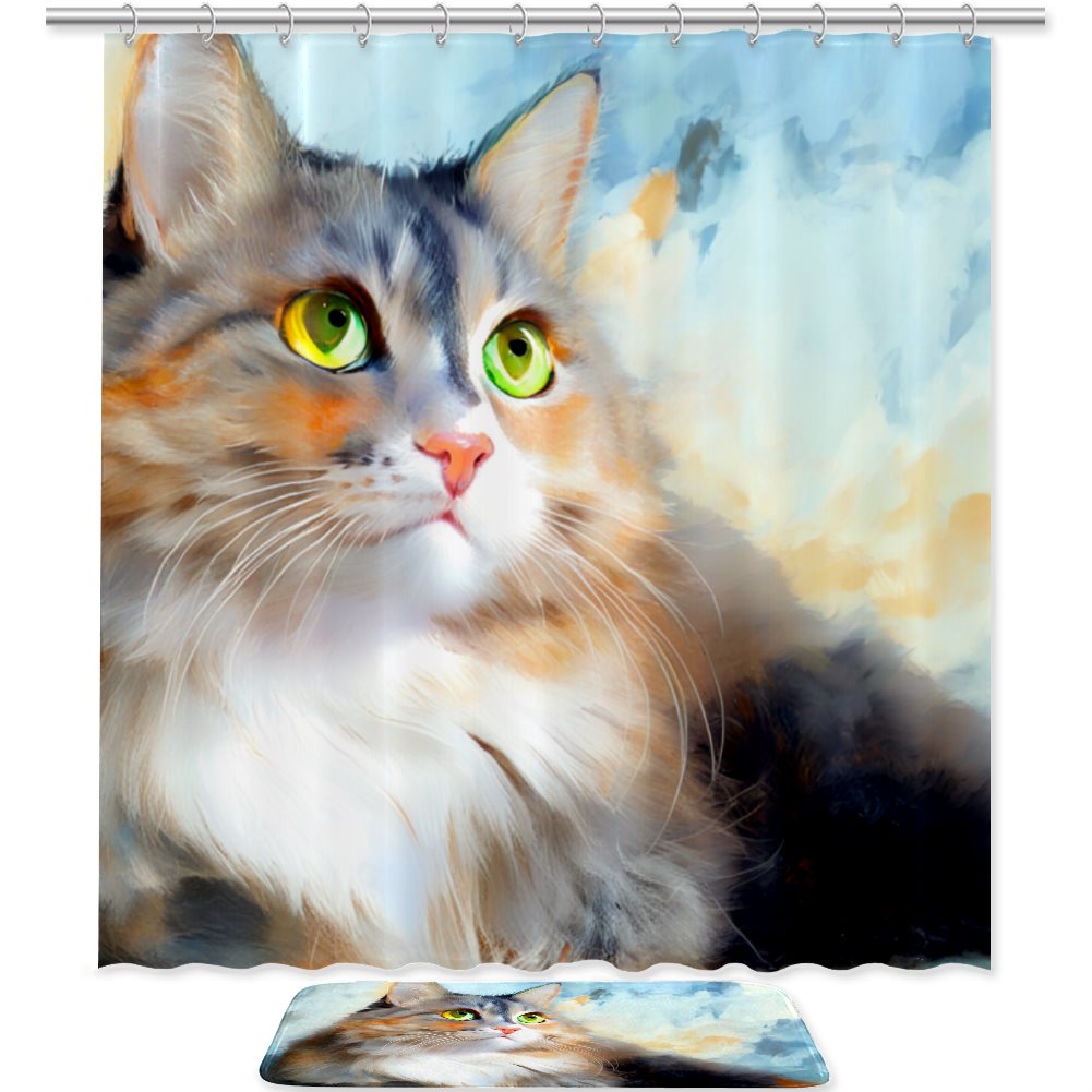 Shower curtain floor mat combination