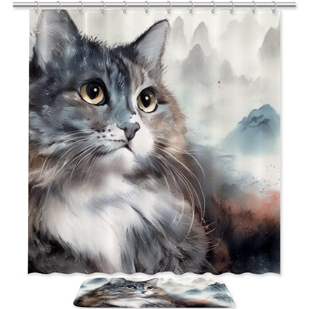 Shower curtain floor mat combination
