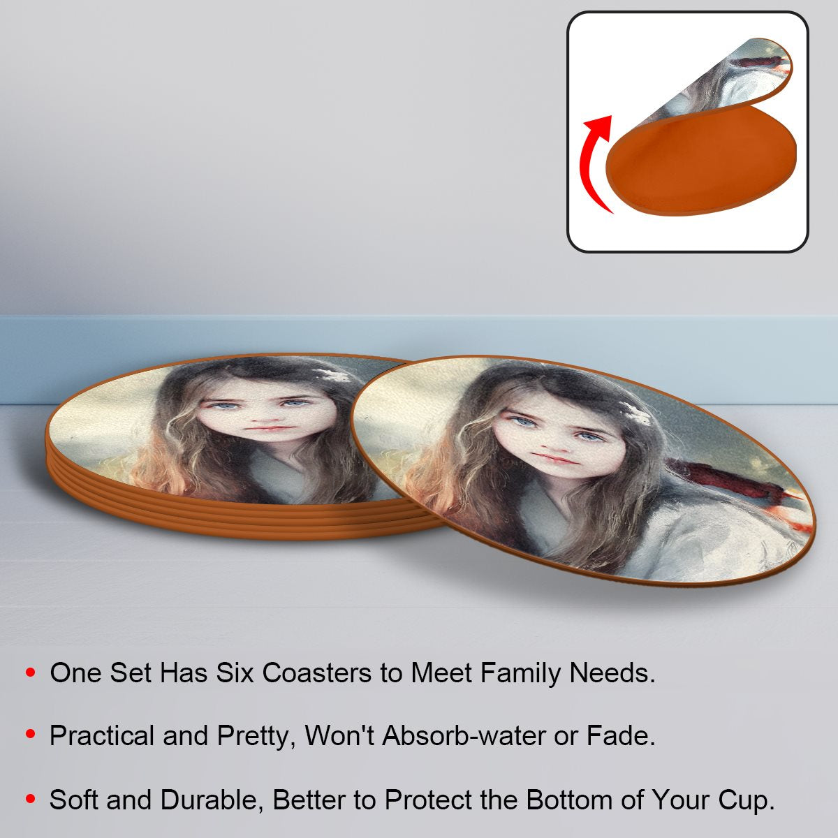 Microfiber leather Coaster (6piece)