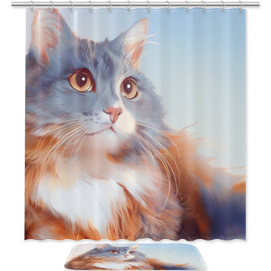 Shower curtain floor mat combination