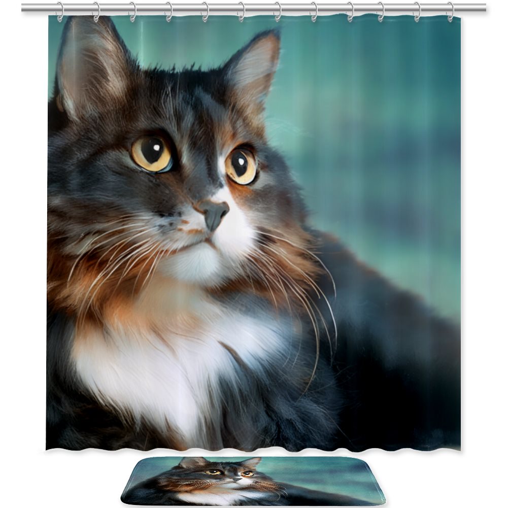 Shower curtain floor mat combination