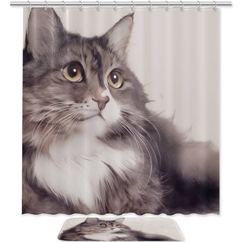 Shower curtain floor mat combination