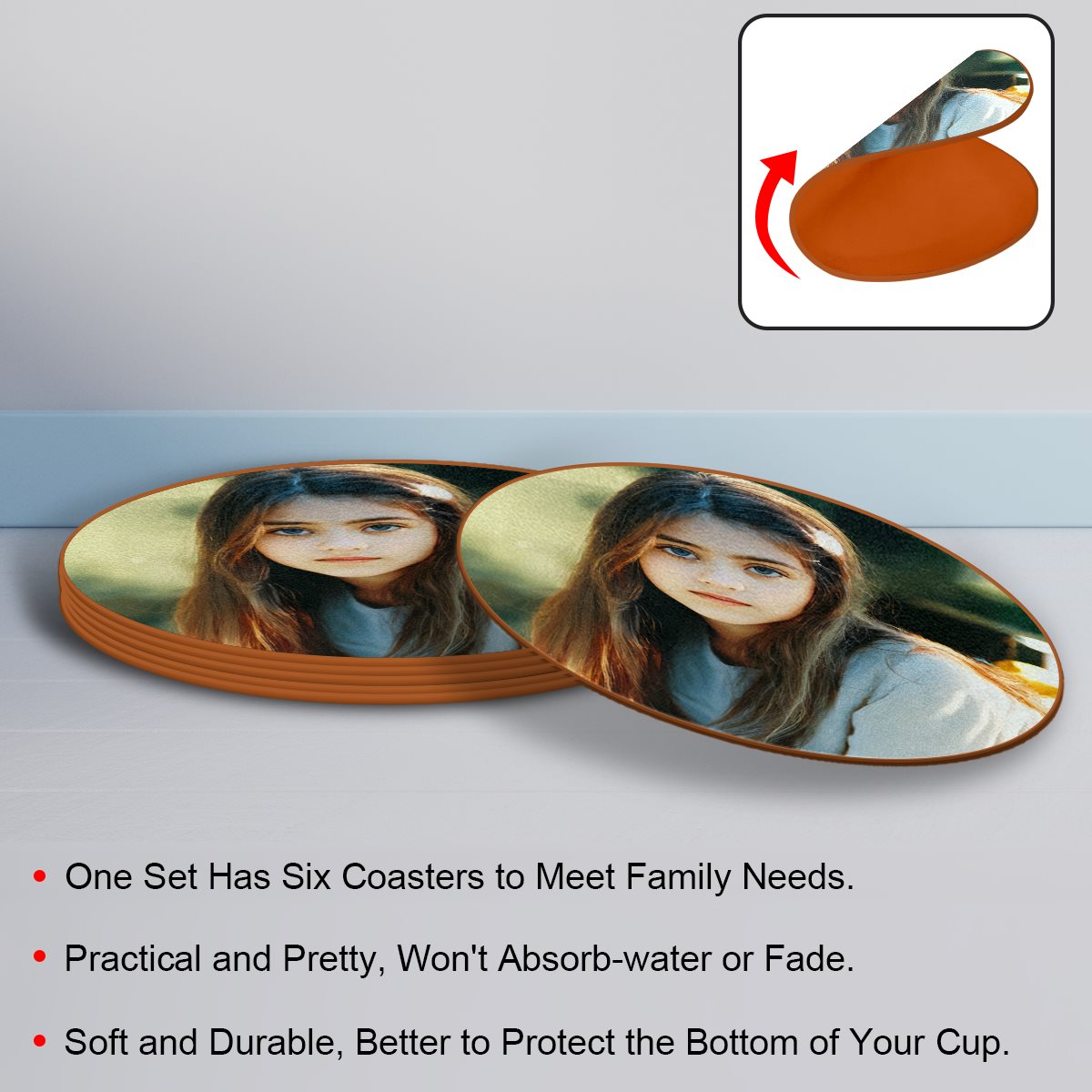 Microfiber leather Coaster (6piece)