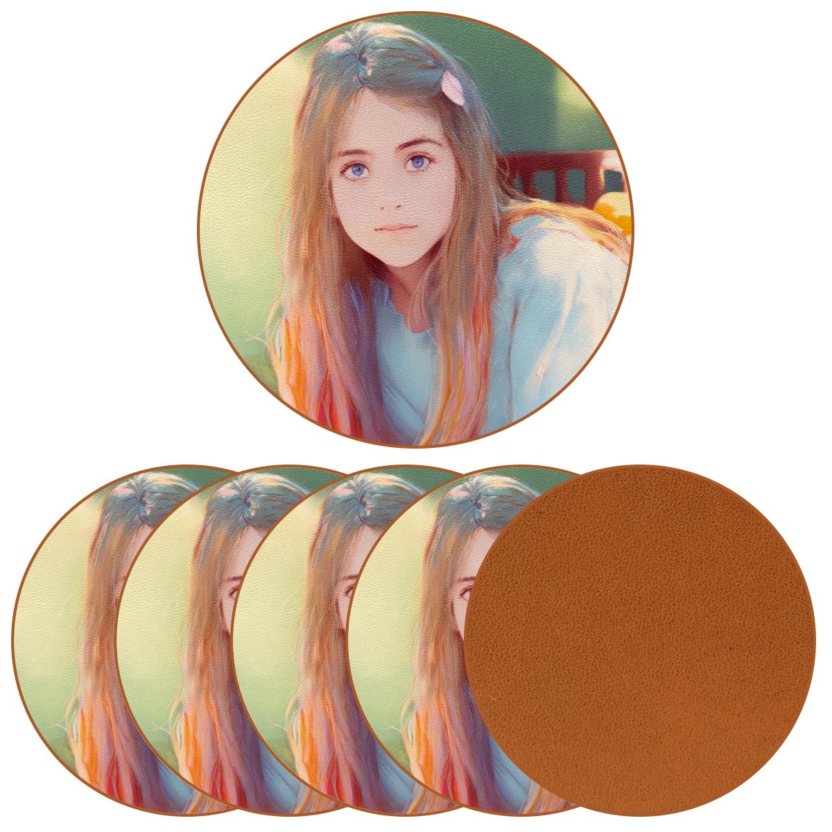 Microfiber leather Coaster (6piece)