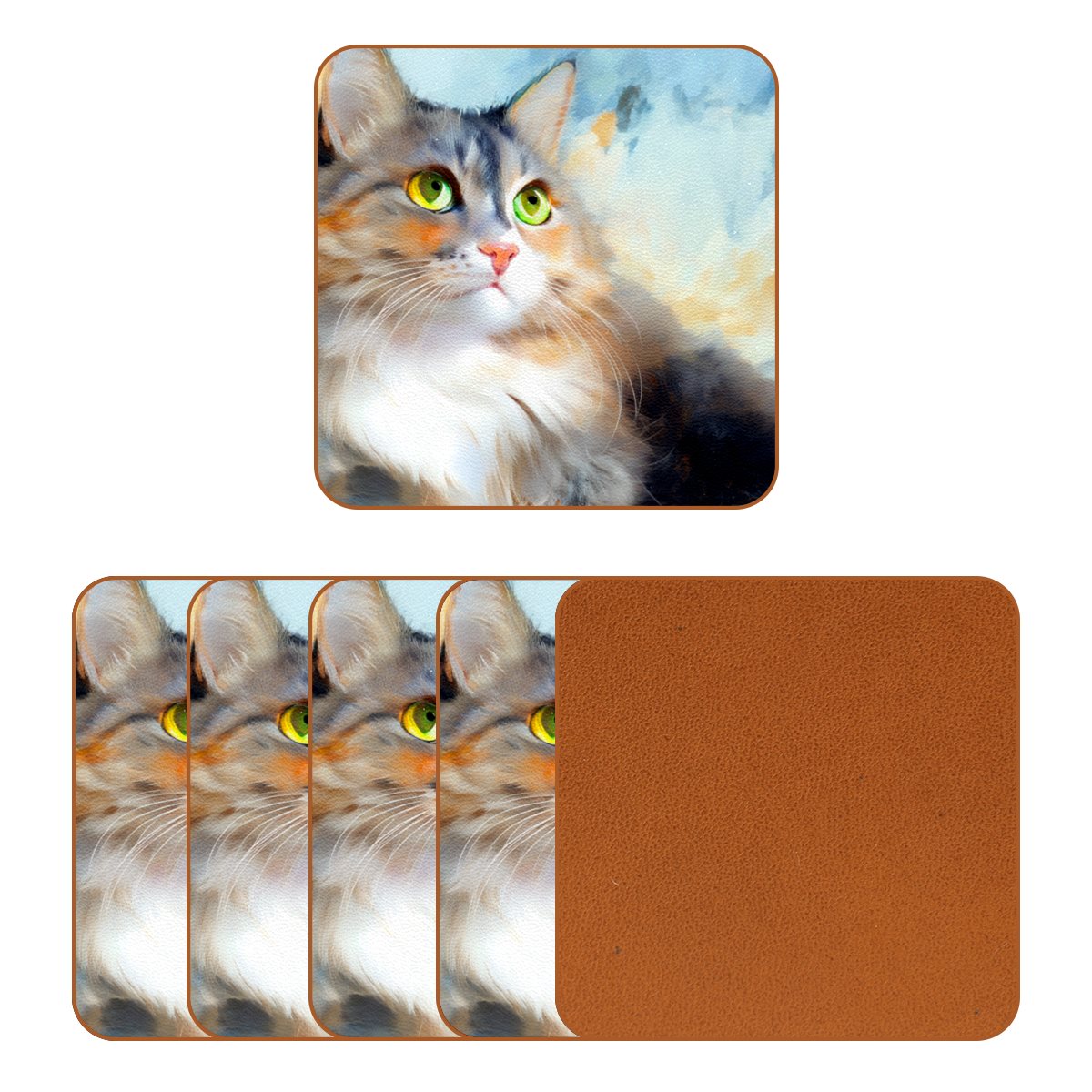 Microfiber leather Coaster (6piece)
