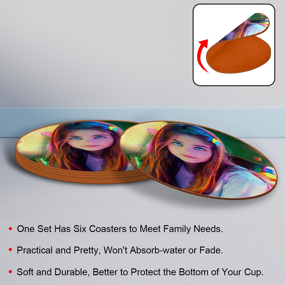 Microfiber leather Coaster (6piece)