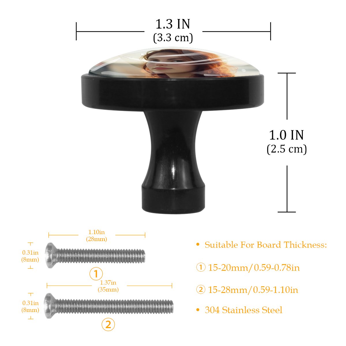 Black Round Drawer Pulls Handle 4PC