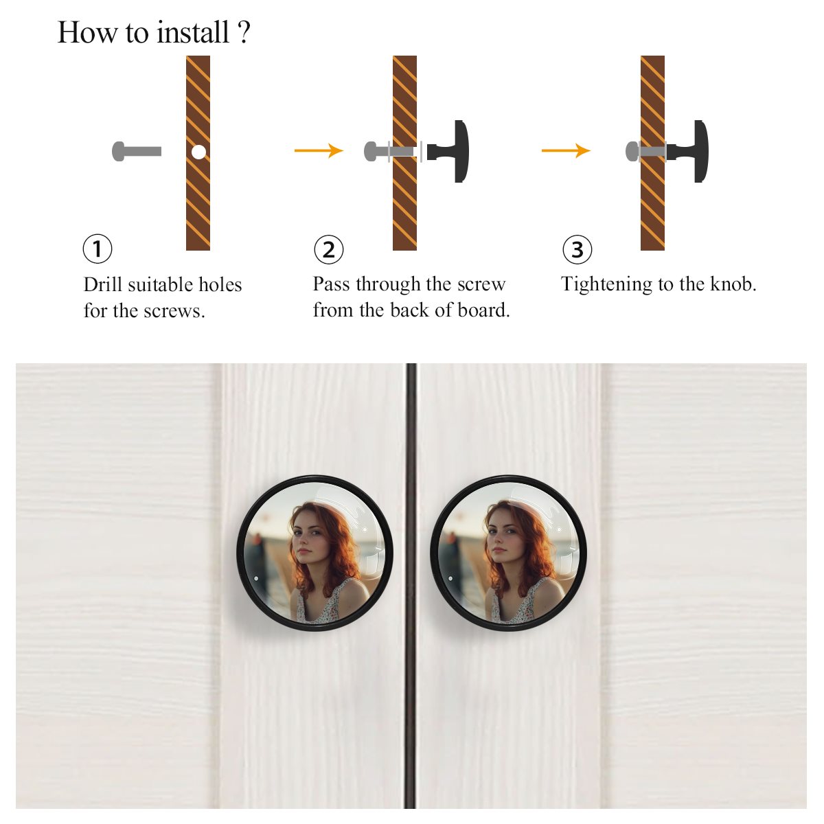 Black Round Drawer Pulls Handle 4PC