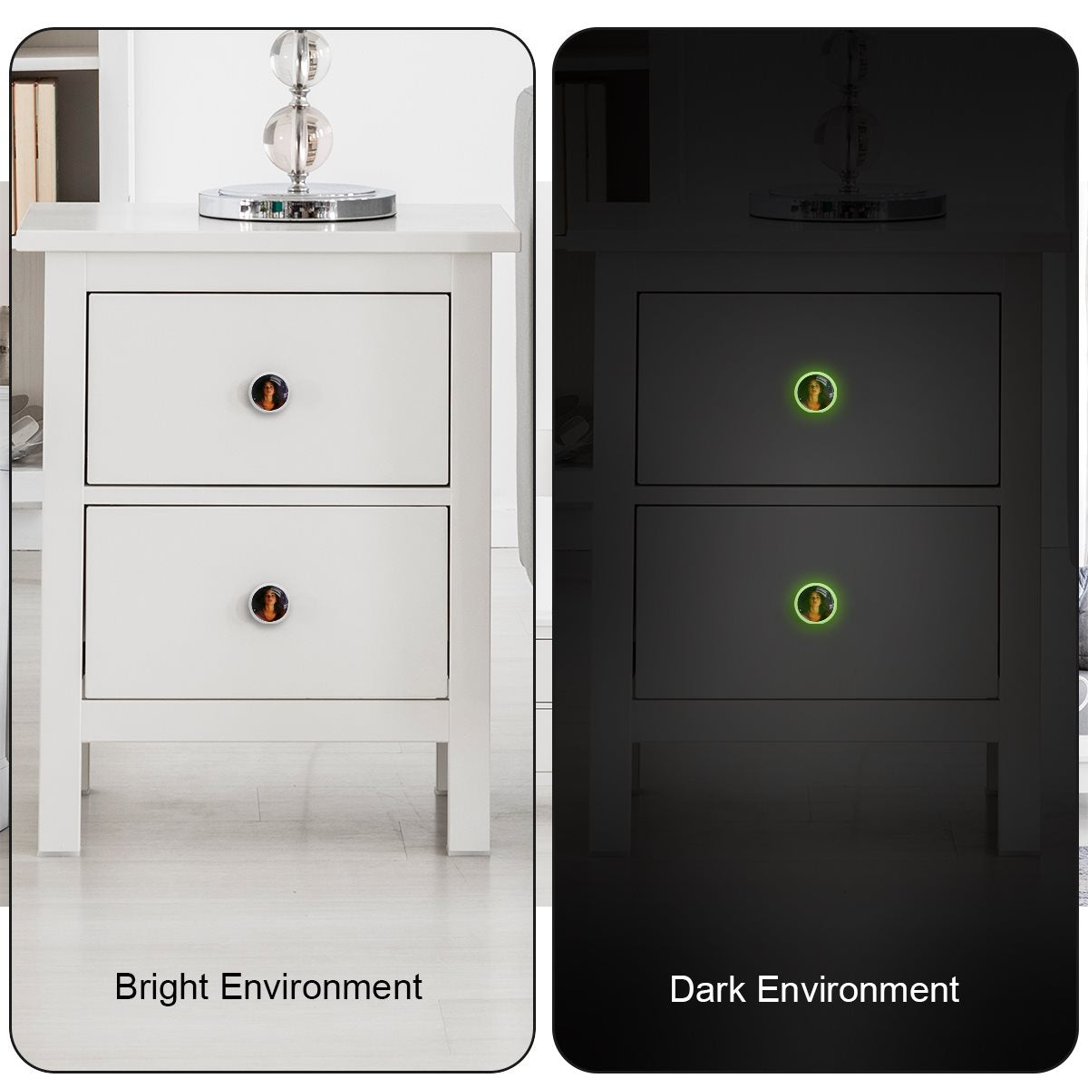 White Round Fluorescent drawer handle 4PC