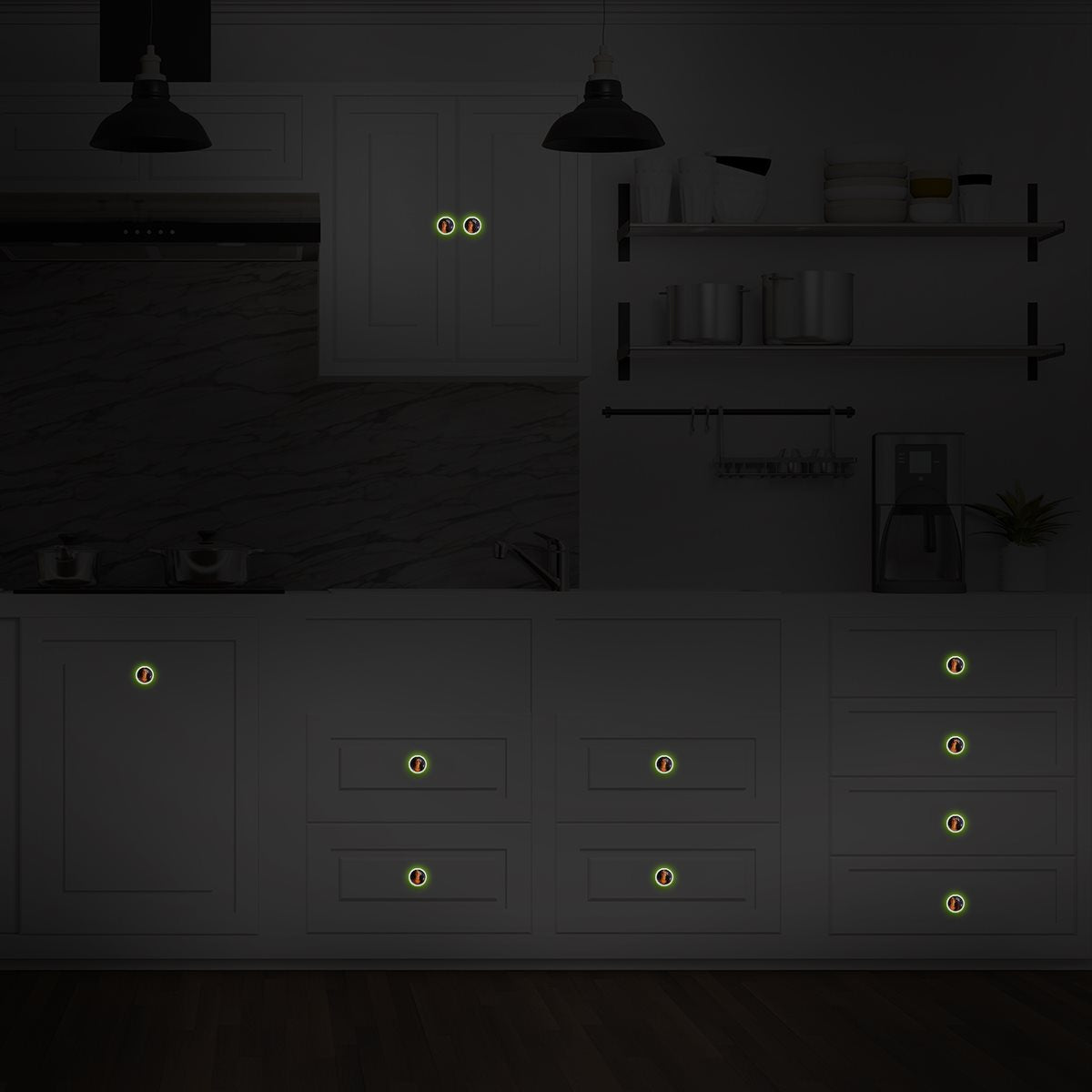 White Round Fluorescent drawer handle 4PC