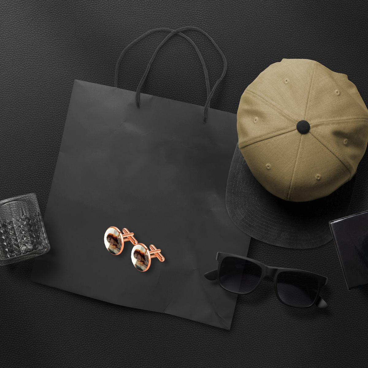 Stainless steel Cufflinks( Rose golden)
