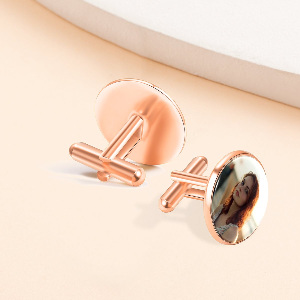 Stainless steel Cufflinks( Rose golden)