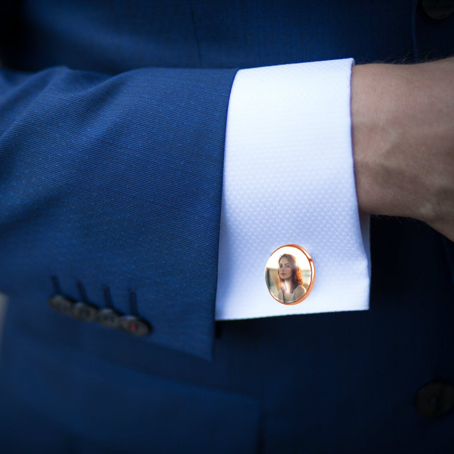 Stainless steel Cufflinks( Rose golden)
