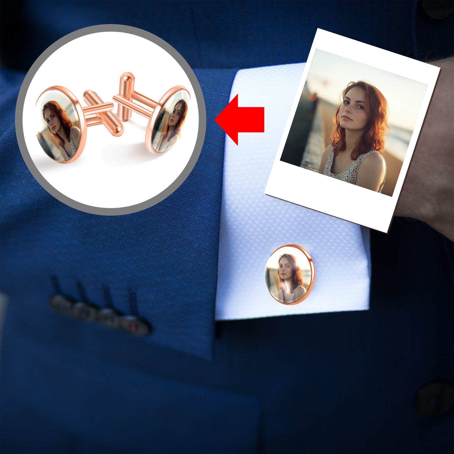 Stainless steel Cufflinks( Rose golden)