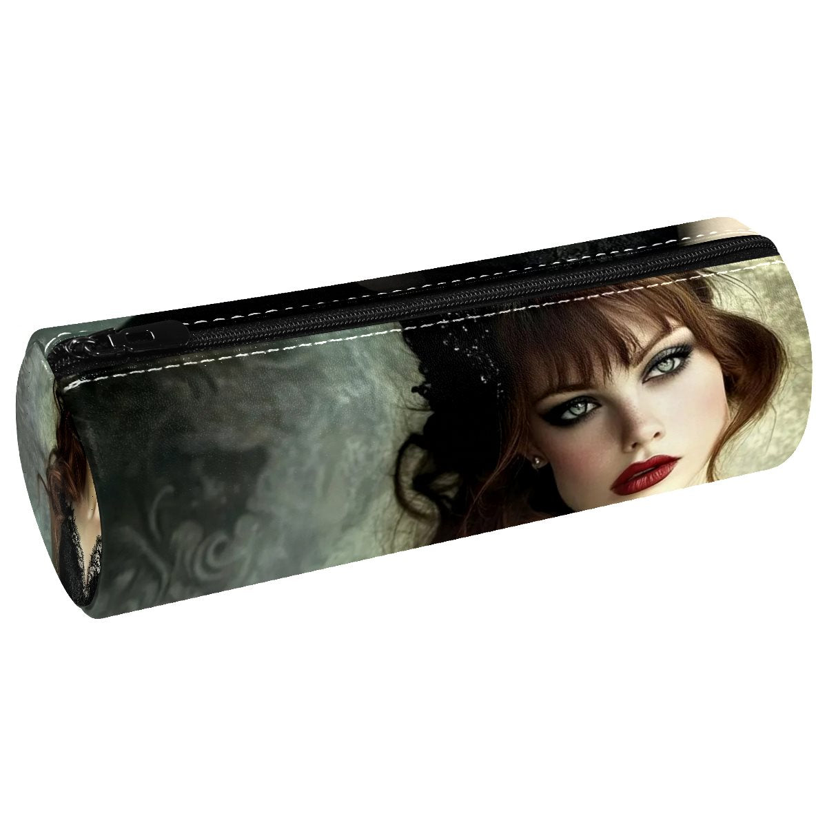 Leather barrel pencil case