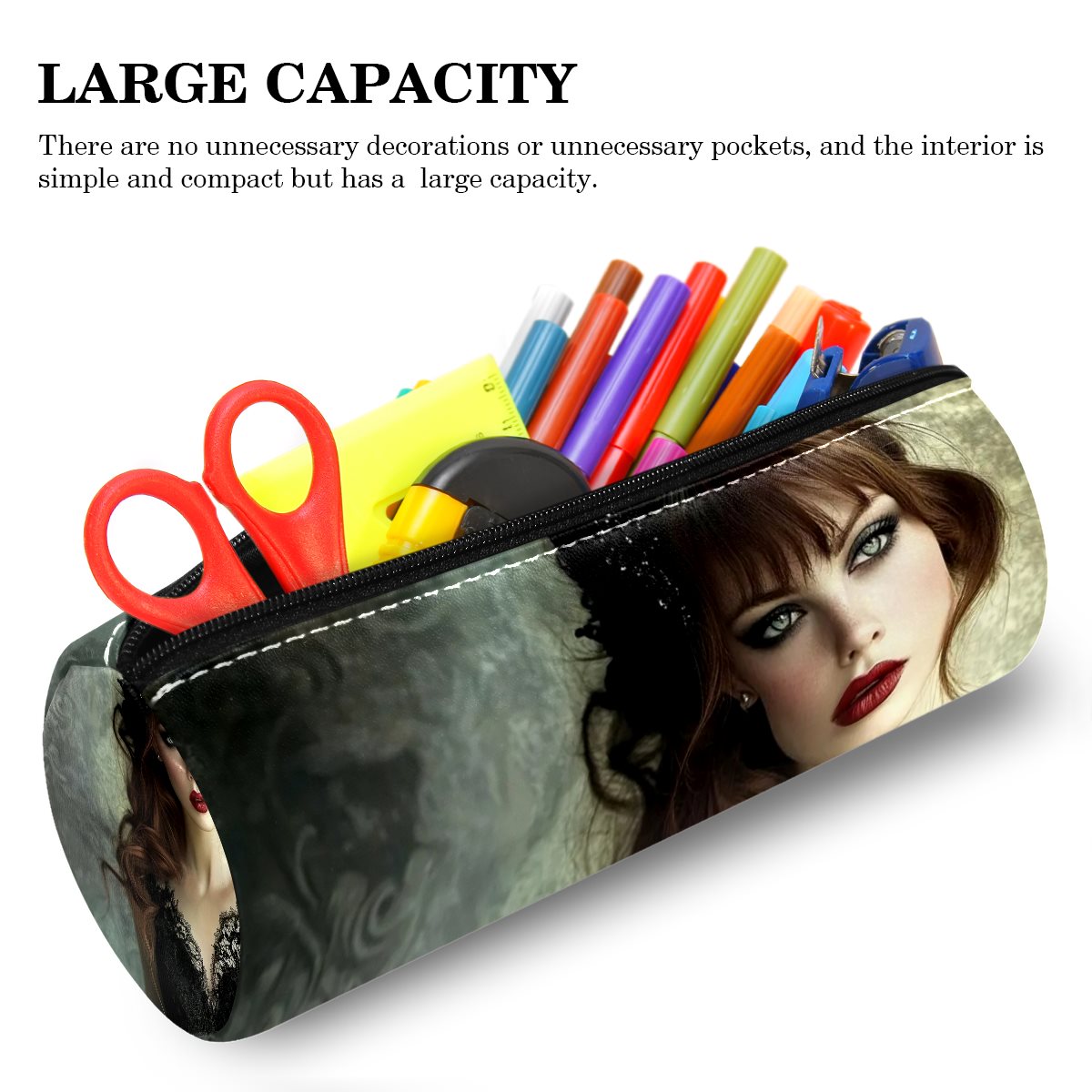 Leather barrel pencil case
