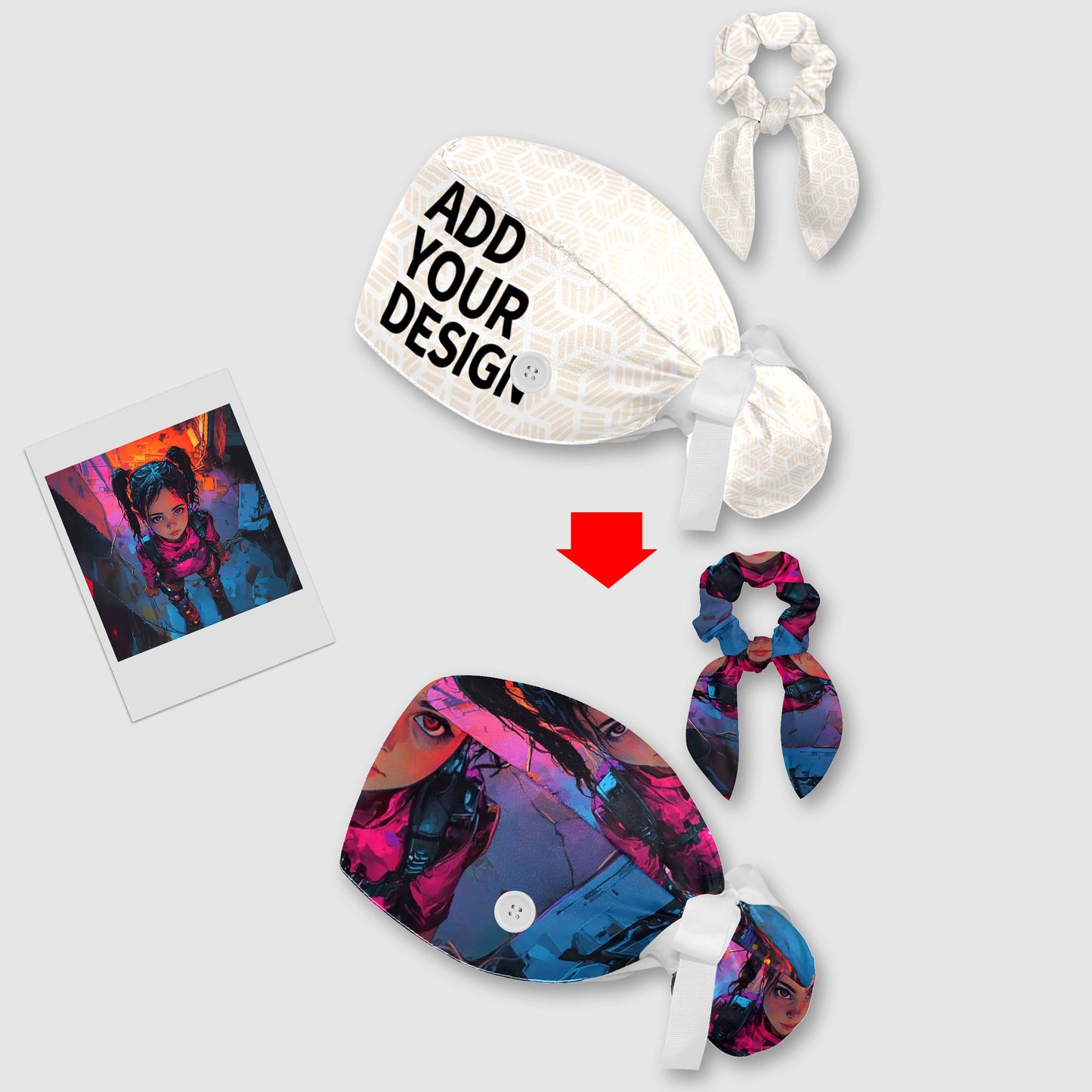 Polyester protective cap- scrunchie