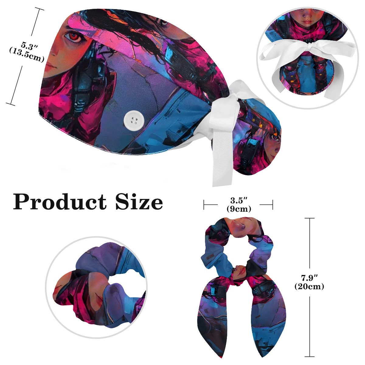 Polyester protective cap- scrunchie
