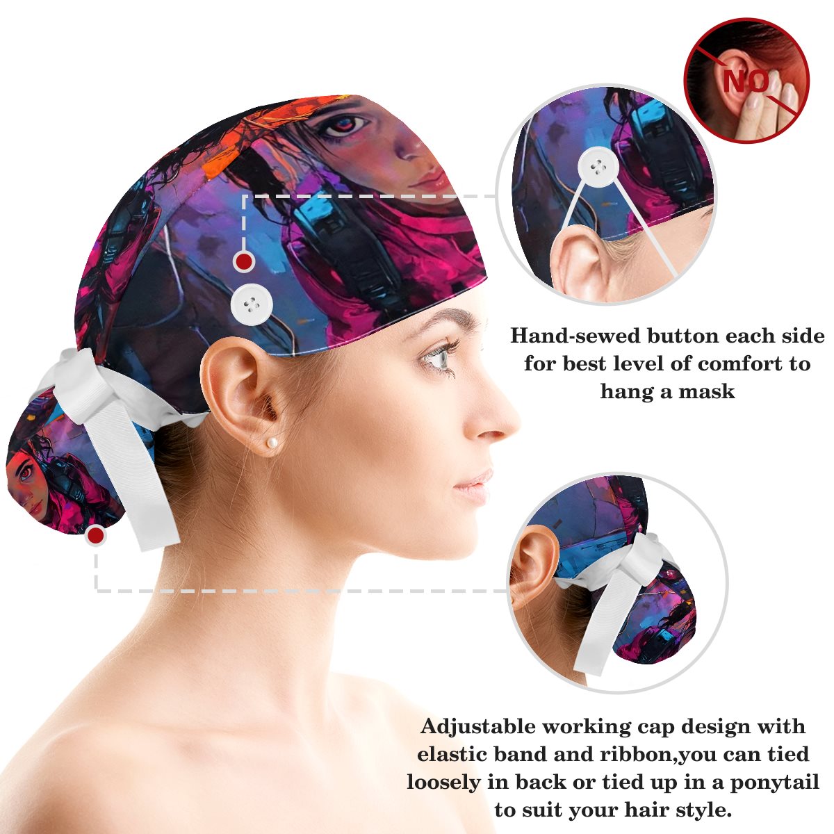 Polyester protective cap- scrunchie