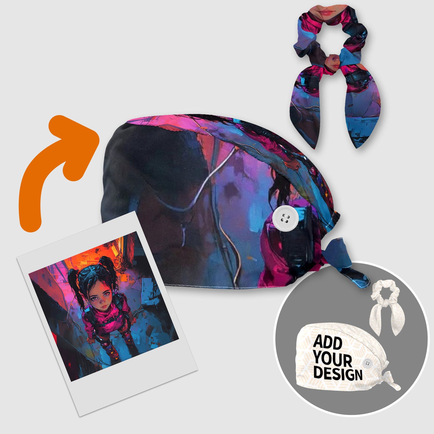 Polyester protective cap- scrunchie