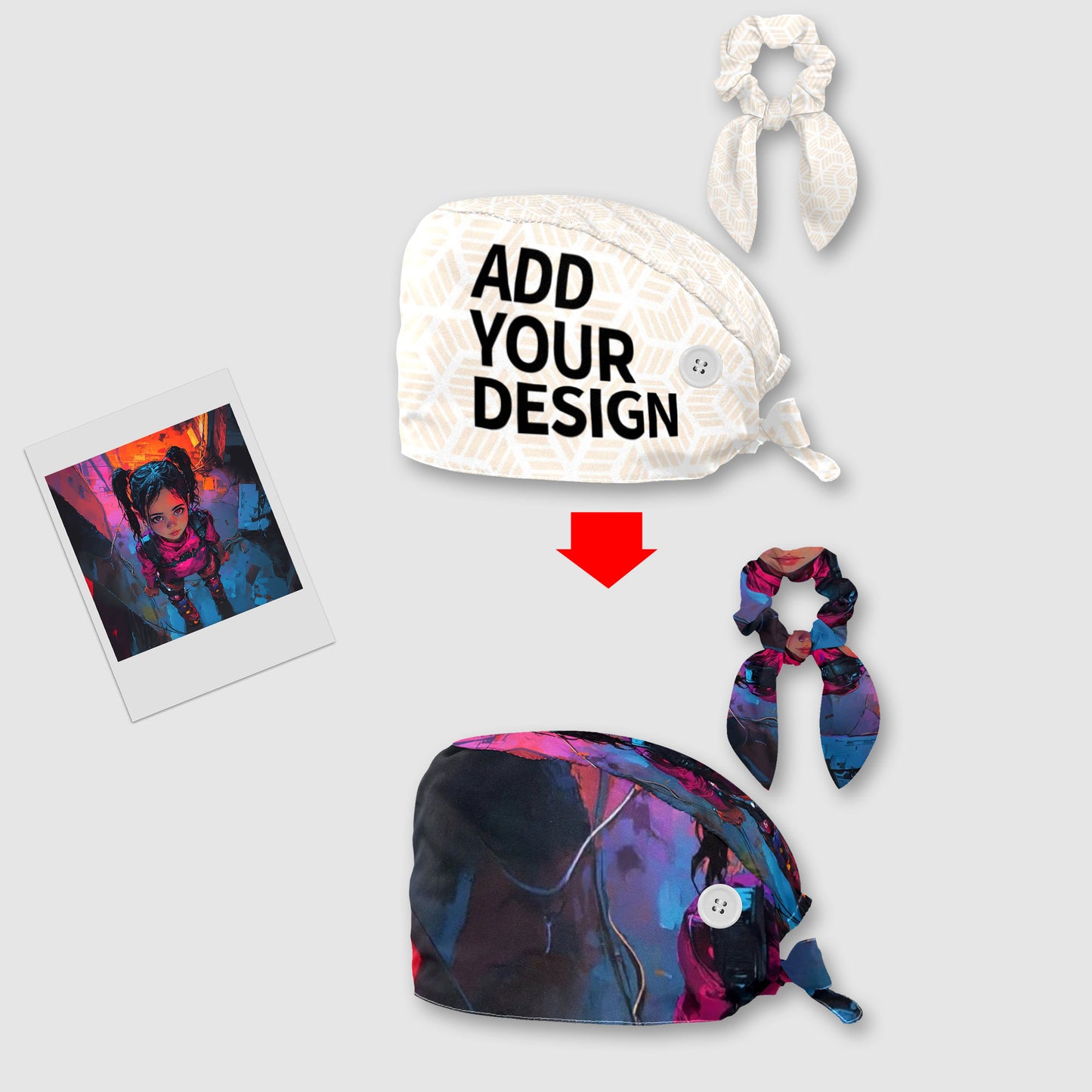 Polyester protective cap- scrunchie