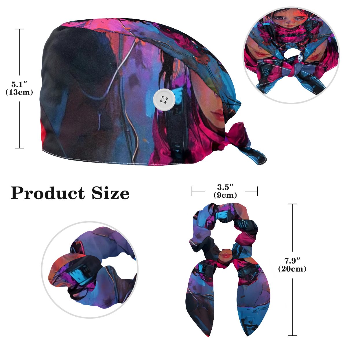 Polyester protective cap- scrunchie