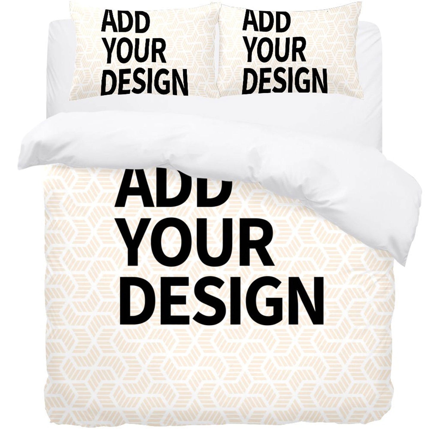 Peach velvet Three-piece Bed Set (US-White)