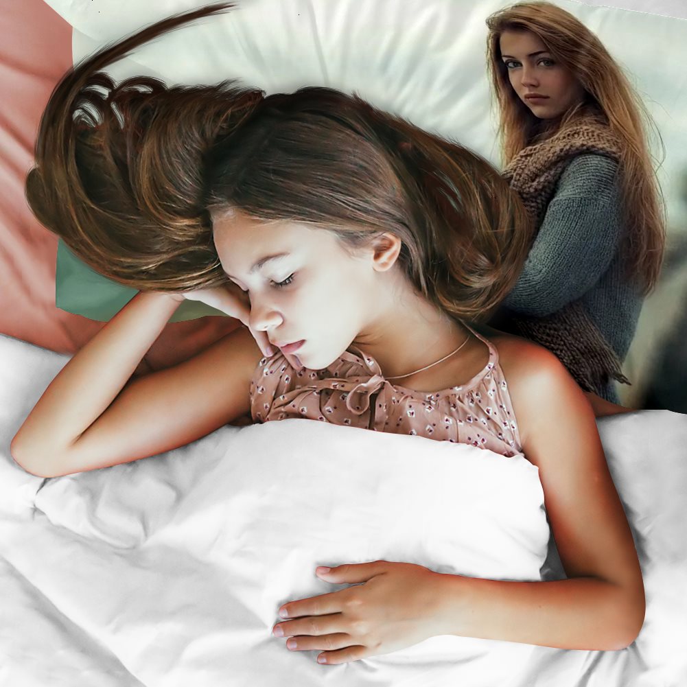 Peach velvet Three-piece Bed Set (US-White)