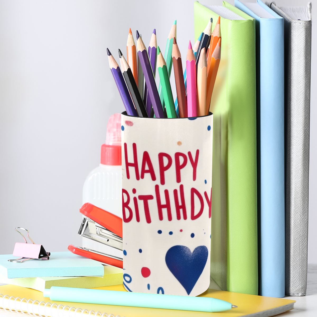Iron Sheet Leather pen holder