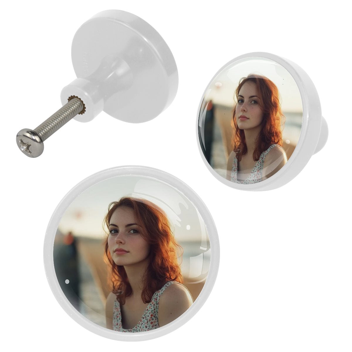 White Round Drawer Pulls Handle 4PC