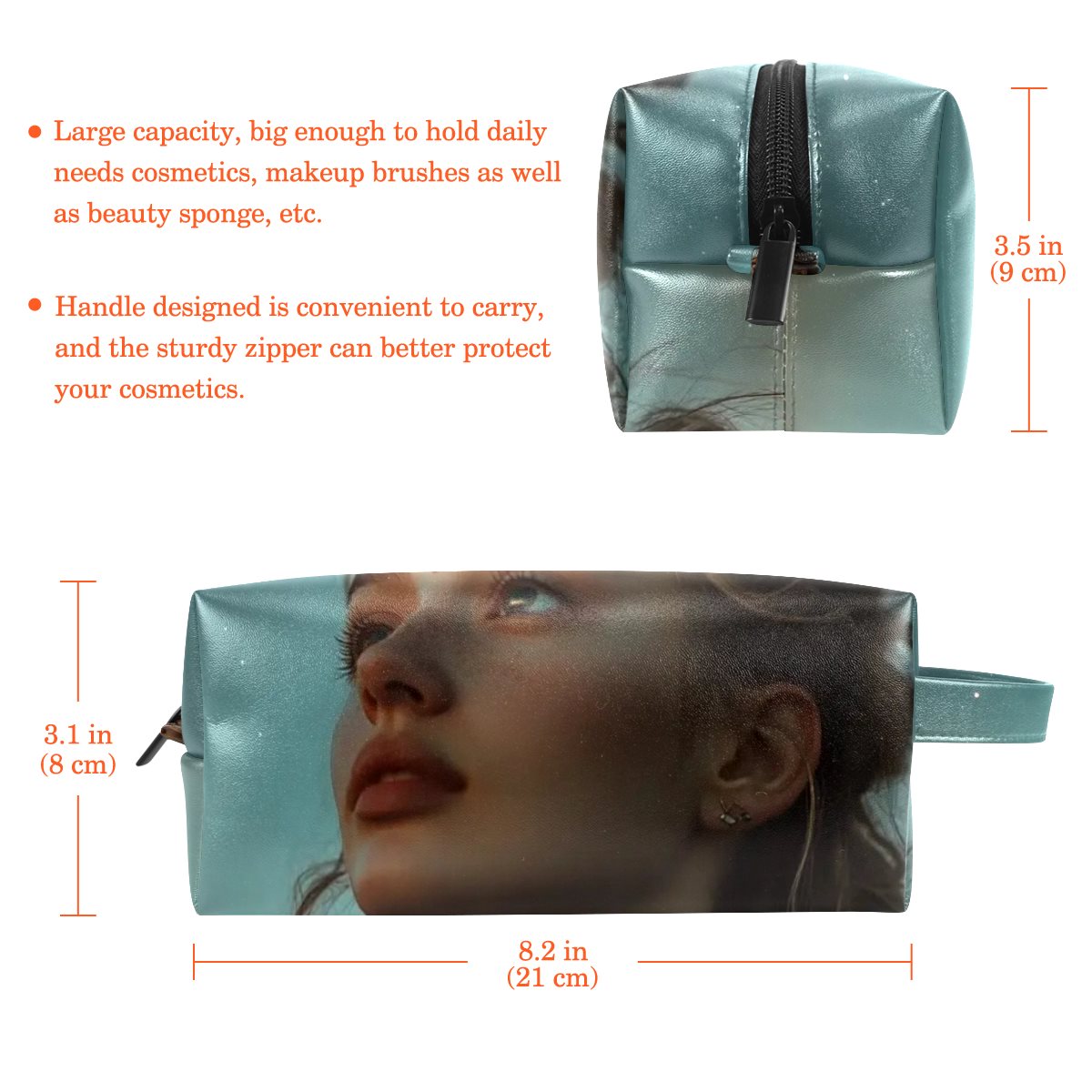 Waterproof cosmetic bag with handbag
