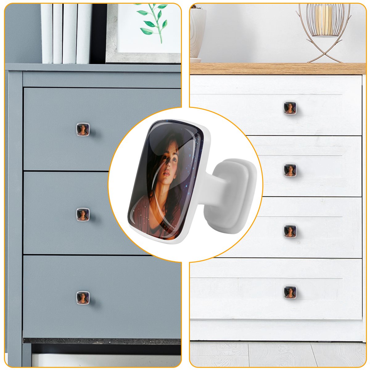 White Square Drawer Pulls Handle 4PC