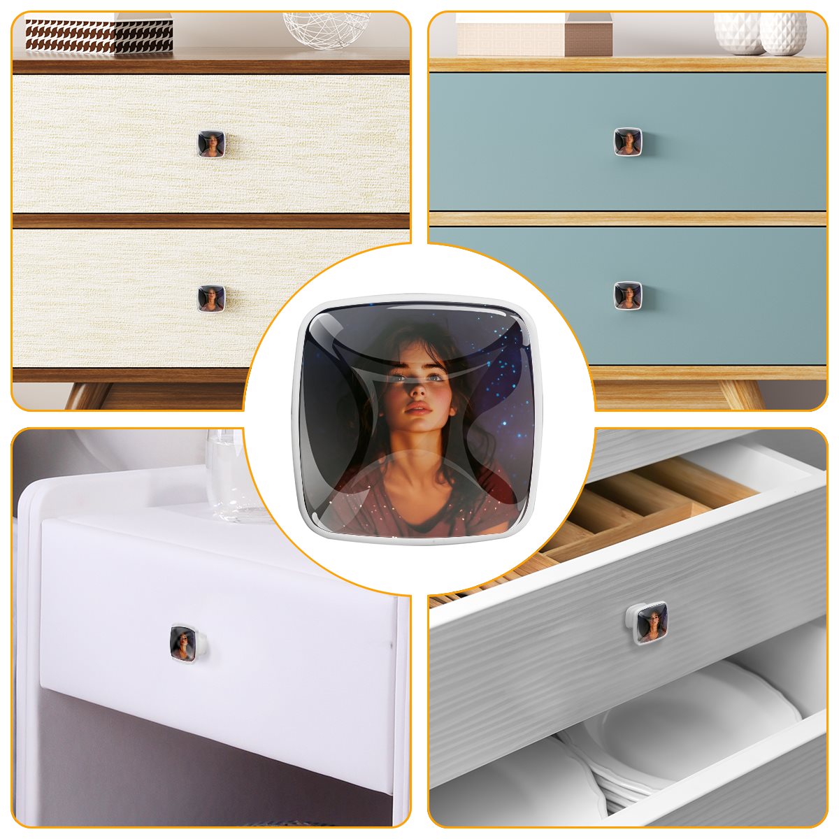 White Square Drawer Pulls Handle 4PC
