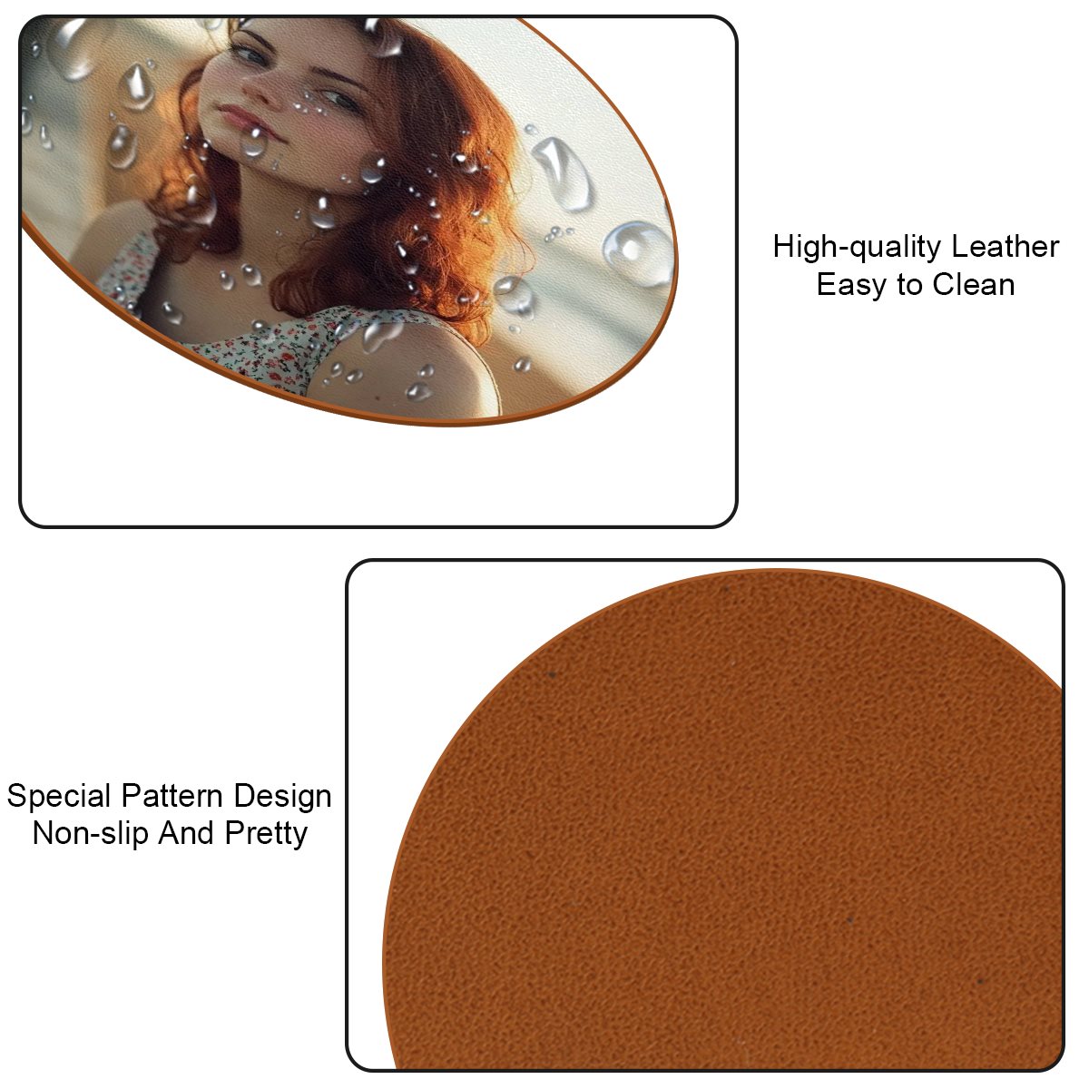 Microfiber leather Round Coaster 6PC