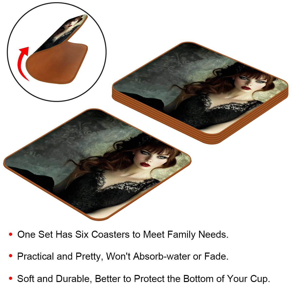 Microfiber leather Coaster 6PC